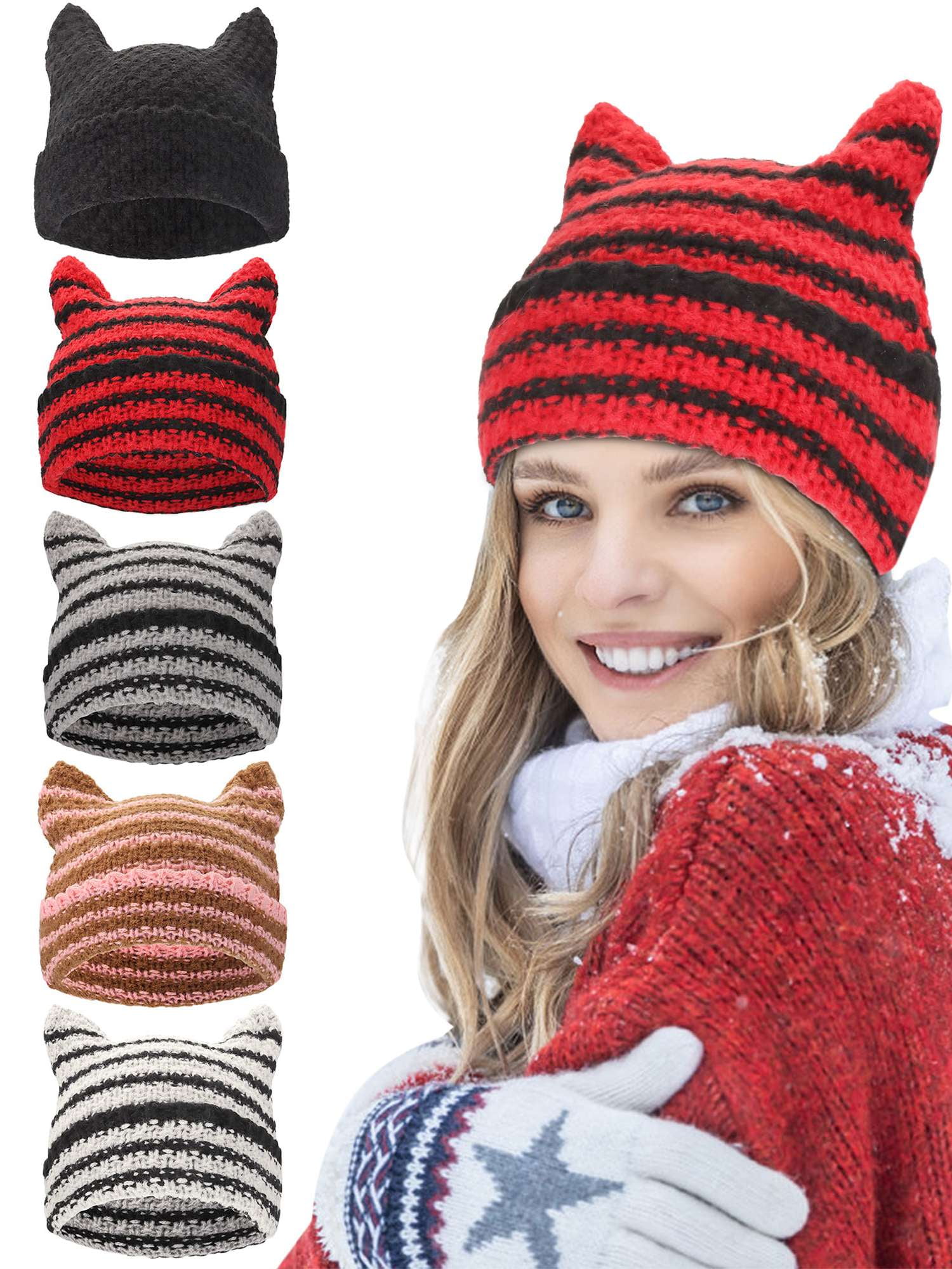 Cute Cat Ears Beanie Hat Winter Warm Knit Hat Y2K Slouchy Crochet Ski Cap il_fullxfull.2624283353_30h9.jpg main image 3