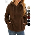 thumbnail image 1 of Gustave Women's Fleece Long Sleeve Pullover Hoodies with 1/4 Zip Up Sweatshirt Jumper Warm Sweaters (Brown, L), 1 of 6