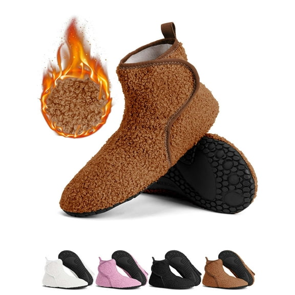 Gustave Women's Fuzzy Bootie Slippers Winter Warm Non-Slip Barefoot House Shoes Casual Cozy Fleece Lined Sock Slippers Foldable for Indoor Outdoor