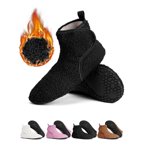 Gustave Women's Fuzzy Bootie Slippers Winter Warm Non-Slip Barefoot House Shoes Casual Cozy Fleece Lined Sock Slippers Foldable for Indoor Outdoor