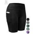 thumbnail image 1 of Gustave Women's High Waist Yoga Shorts with Pockets Quick-dry Running Athletic Workout Shorts Tummy Control Leggings Short Pants "Black, 2XL", 1 of 9