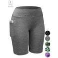 thumbnail image 1 of Gustave Women's High Waist Yoga Shorts with Pockets Quick-dry Running Athletic Workout Shorts Tummy Control Leggings Short Pants "Gray, L", 1 of 9