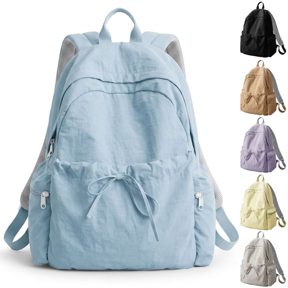 Gustave Women's Lightweight Backpack Purse Water Resistant Nylon 14 Inch Laptop Travel Backpack Casual Daypack Cute College Bookbag - Blue