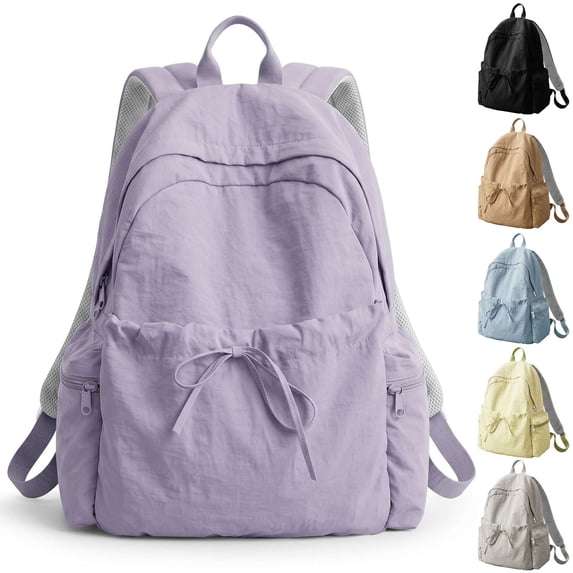 Gustave Women's Lightweight Backpack Purse Water Resistant Nylon 14 Inch Laptop Travel Backpack Casual Daypack Cute College Bookbag - Purple