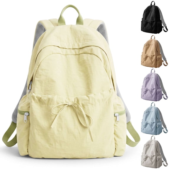 Gustave Women's Lightweight Backpack Purse Water Resistant Nylon 14 Inch Laptop Travel Backpack Casual Daypack Cute College Bookbag - Yellow