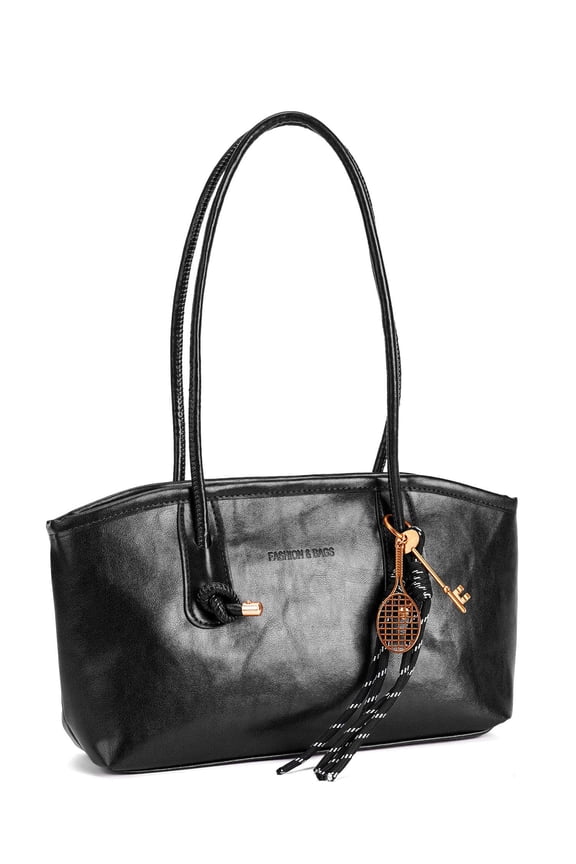 Women's PU Leather Tote Shoulder Bag Vintage Y2K Trendy East West Handbag Hobo Underarm Purse with Adjustable Strap for Work Casual Travel - Black
