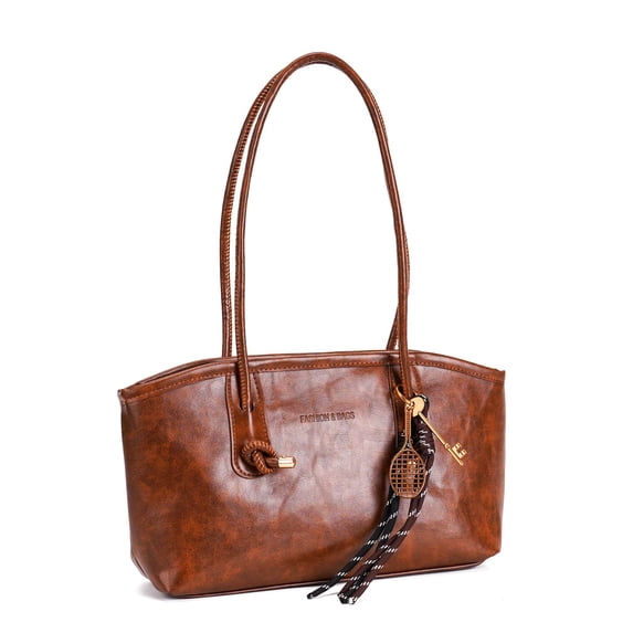 Gustave Women's PU Leather Tote Shoulder Bag Vintage Y2K Trendy East West Handbag Hobo Underarm Purse with Adjustable Strap for Work Casual Travel - Brown