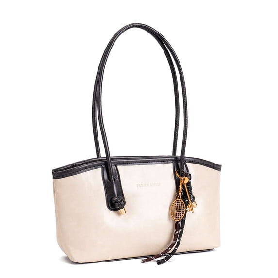 Gustave Women's PU Leather Tote Shoulder Bag Vintage Y2K Trendy East West Handbag Hobo Underarm Purse with Adjustable Strap for Work Casual Travel - White