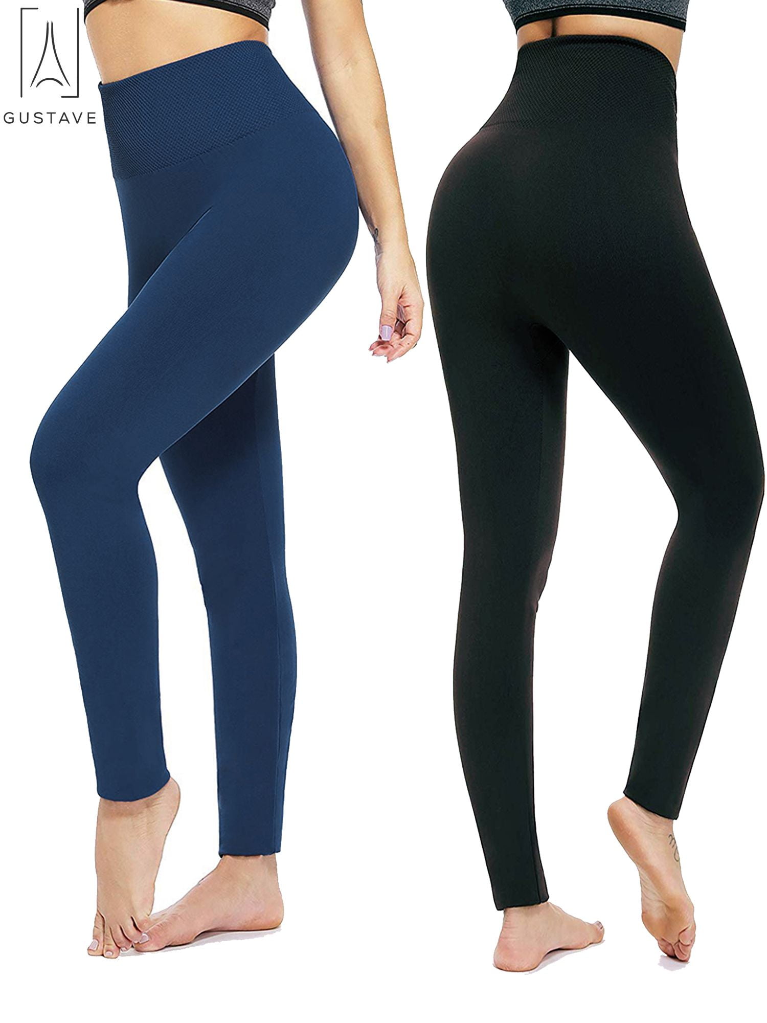 Gustave Women's Premium Fleece Lined High Waisted Leggings Yoga Pants ...