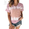 thumbnail image 1 of Gustave Women's Short Sleeve Tie Dye T-Shirts Summer Loose Casual Crew Neck Tops Ladies Printed Plus Size Tee Shirts Blouse "Pink, M", 1 of 9