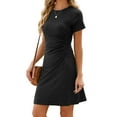 thumbnail image 1 of Gustave Women's Summer T Shirt Dress Ruched Bodycon Mini Dresses Casual Short Sleeve Wrap A-Line Sundress for Beach Party Work "Black, S", 1 of 6