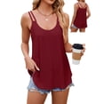 thumbnail image 1 of Gustave Women's Tank Tops Eyelet Embroidery Spaghetti Strap Shirts Scoop Neck Sleeveless T-Shirt Summer Casual Flowy Cami Blouse Loose Fit "Red, L", 1 of 6