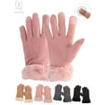 thumbnail image 1 of Gustave Women's Thermal Warm Winter Gloves Touchscreen Soft Fleece Lining Gloves Chamois Suede Outdoor Driving Ski Mittens, Pink, 1 of 8