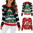 thumbnail image 1 of Gustave Women's Ugly Christmas Sweater Novelty Cute Christmas Tree Print Knitted Sweaters Pullover Crewneck Long Sleeve Xmas Holiday Sweatshirt Tops, 1 of 7