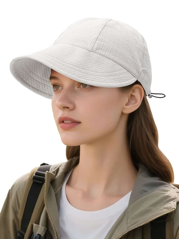 Women's Wide Brim Sun Hat UV Protection Summer Beach Hats Foldable Adjustable Outdoor Travel Hiking Fishing Baseball Caps - Beige