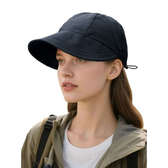 Gustave Women's Wide Brim Sun Hat UV Protection Summer Beach Hats Foldable Adjustable Outdoor Travel Hiking Fishing Baseball Caps - Black