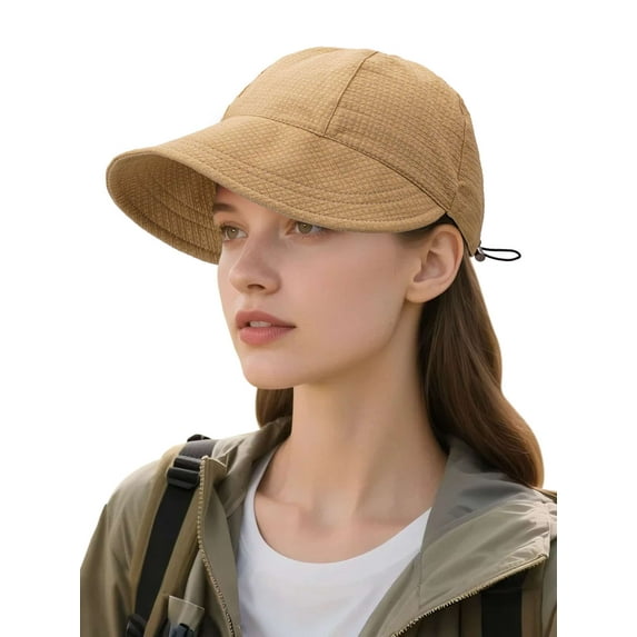 Gustave Women's Wide Brim Sun Hat UV Protection Summer Beach Hats Foldable Adjustable Outdoor Travel Hiking Fishing Baseball Caps - Khaki