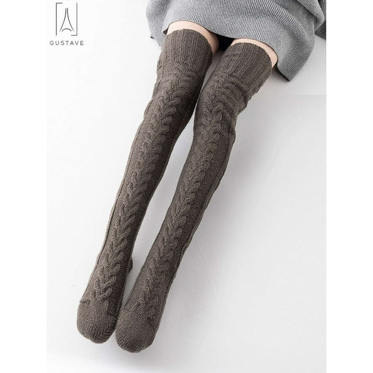 Thigh high knit cheap socks outfit