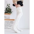 thumbnail image 1 of Gustave Women's Wool Thigh High Stockings,Over The Knee High Socks Leggings, Winter Cable Knitted Stretchy Long Sockings "White", 1 of 7