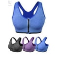 thumbnail image 1 of Gustave Women's Zip Front Close Sports Bra Seamless Wirefree Padded Racerback High Impact Workout Gym Yoga Bras Tank Top "M, Blue", 1 of 10