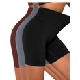 thumbnail image 1 of Gustave Womens High Waist Yoga Shorts Ribbed Seamless Workout Biker Shorts Tummy Control Stretch Leggings Short Pants for Running Athletic Sports "Brown, S", 1 of 9