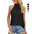 thumbnail image 1 of Gustave Womens Sleeveless Tie Halter Tops Summer High Neck Tank Tops Casual Elegant Vest Shirts Blouses "Black, 2XL", 1 of 6