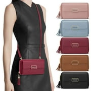 Gustave Womens Small Crossbody Shoulder Bag Leather Cellphone Bags Wallet Purse with Credit Card Slots and Handbags, Red