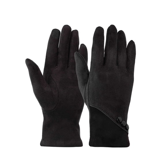 Gustave Womens Winter Warm Gloves Touchscreen Texting Gloves Fleece Lined Windproof Driving Gloves Stylish Suede Dress Gloves for Cold Weather - Black