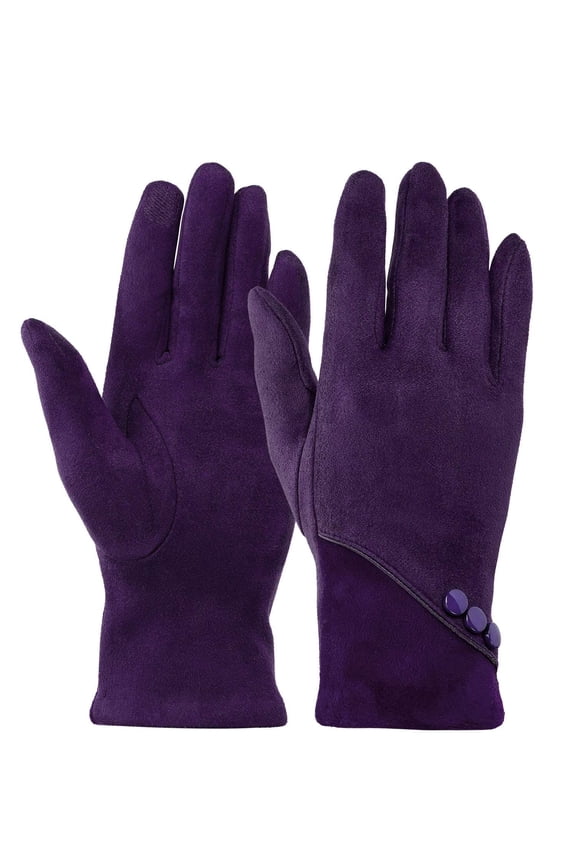 Womens Winter Warm Gloves Touchscreen Texting Gloves Fleece Lined Windproof Driving Gloves Stylish Suede Dress Gloves for Cold Weather - Purple