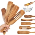 thumbnail image 1 of Gustave Wooden Spurtle Set of 5 Kitchen Utensils Non Stick Wood Spoons Spatulas Spurtles Kitchen Tools Heat Resistant Cookware Sets for Cooking Stirring Mixing Serving, 1 of 7