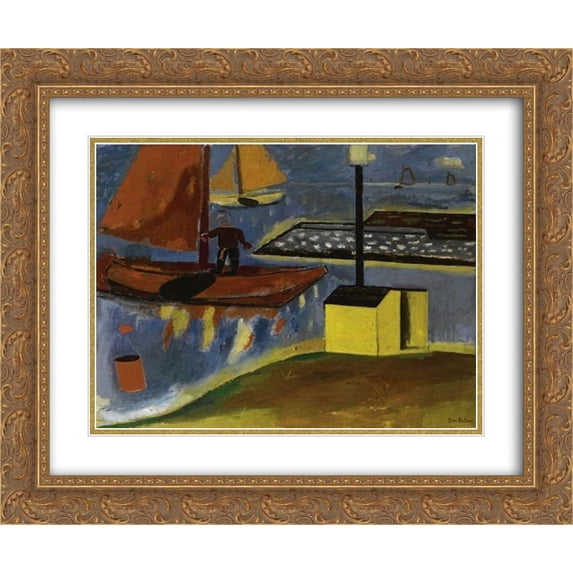 Gustave de Smet 2x Matted 24x20 Gold Ornate Framed Art Print 'De Haven'