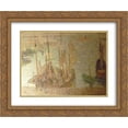 thumbnail image 1 of Gustave de Smet 2x Matted 24x20 Gold Ornate Framed Art Print 'The port of Ostend ', 1 of 2