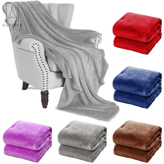 GustaveDesign 40 x 55 Inches Super Soft Coral Fleece Blanket, Lightweight Warm Flannel Fleece Throw Blanket for Home Decoration,Couch,Car,Travel "Gray"