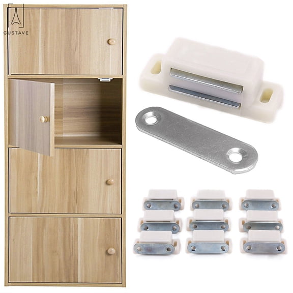 GustaveDesign Cabinet Cupboard Door Magnetic White Tone Latch Catch Magnetic Cabinet & Door Latch/Catch Closures