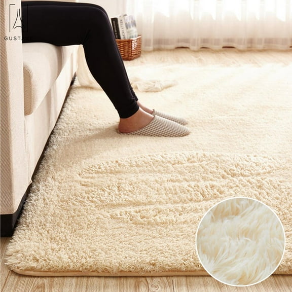 GustaveDesign Fluffy Rugs Fashion shaggy area rug Living Room Carpet Comfy Bedroom Home Decorate "15.75inch * 15.75inch,Beige"