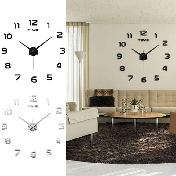 Gustave Frameless DIY Modern Large Wall Clock Sticker Mirror Surface Silent Home Decoration for Living Room Bedroom Office "Black"