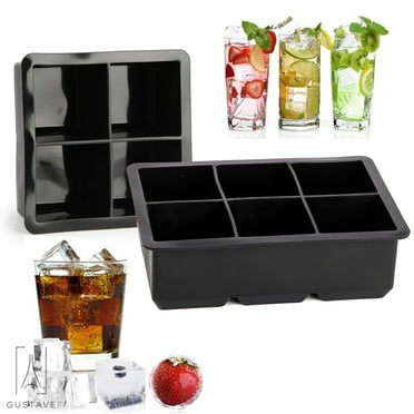 GustaveDesign Ice Cube Trays Large Silicone Ice Maker Molds for Whiskey and Cocktails (4 Slot Block)