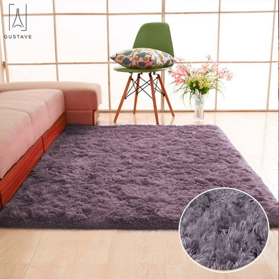 GustaveDesign Large Size Fluffy Rugs Fashion Color Living Room Carpet Comfy Bedroom Home Decorate Area Rugs Pads "39.4inch * 63inch,Grayish Purple"
