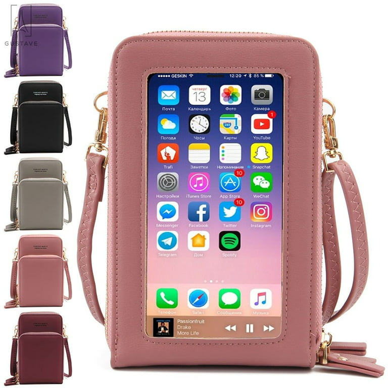 Tri-Pocket Touch Screen Cell Phone Crossbody Phone Bag Wallet