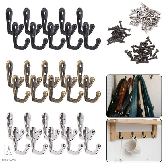 Gustavedesign 30PCS Robe Hook Retro Towel Cloth Hanger Hat Jewelry Coat Hooks Wall Mounted Single Prong Hooks Heavy Duty Hardware Decorative & Free Screws "Bronze"