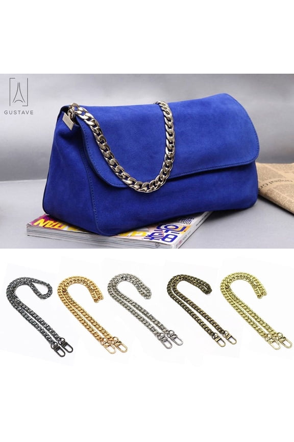 design 47 Inchs DIY Purse Metal Chain Strap Replacement Crossbody Shoulder Strap Handbag Iron Flat Chains -Black