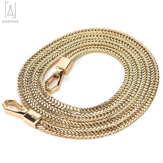 Gustavedesign 47 Inchs DIY Purse Metal Chain Strap Replacement Crossbody Shoulder Strap Handbag Iron Flat Chains -Gold