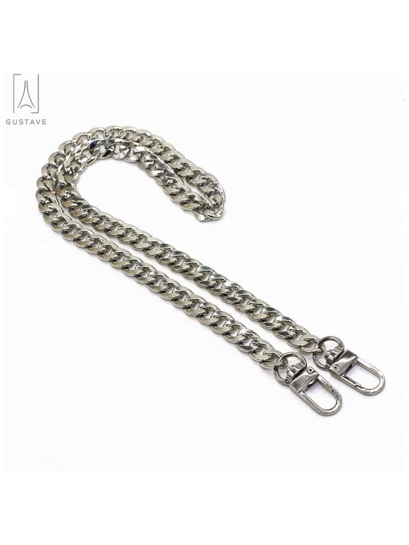 design 47 Inchs DIY Purse Metal Chain Strap Replacement Crossbody Shoulder Strap Handbag Iron Flat Chains -Silver