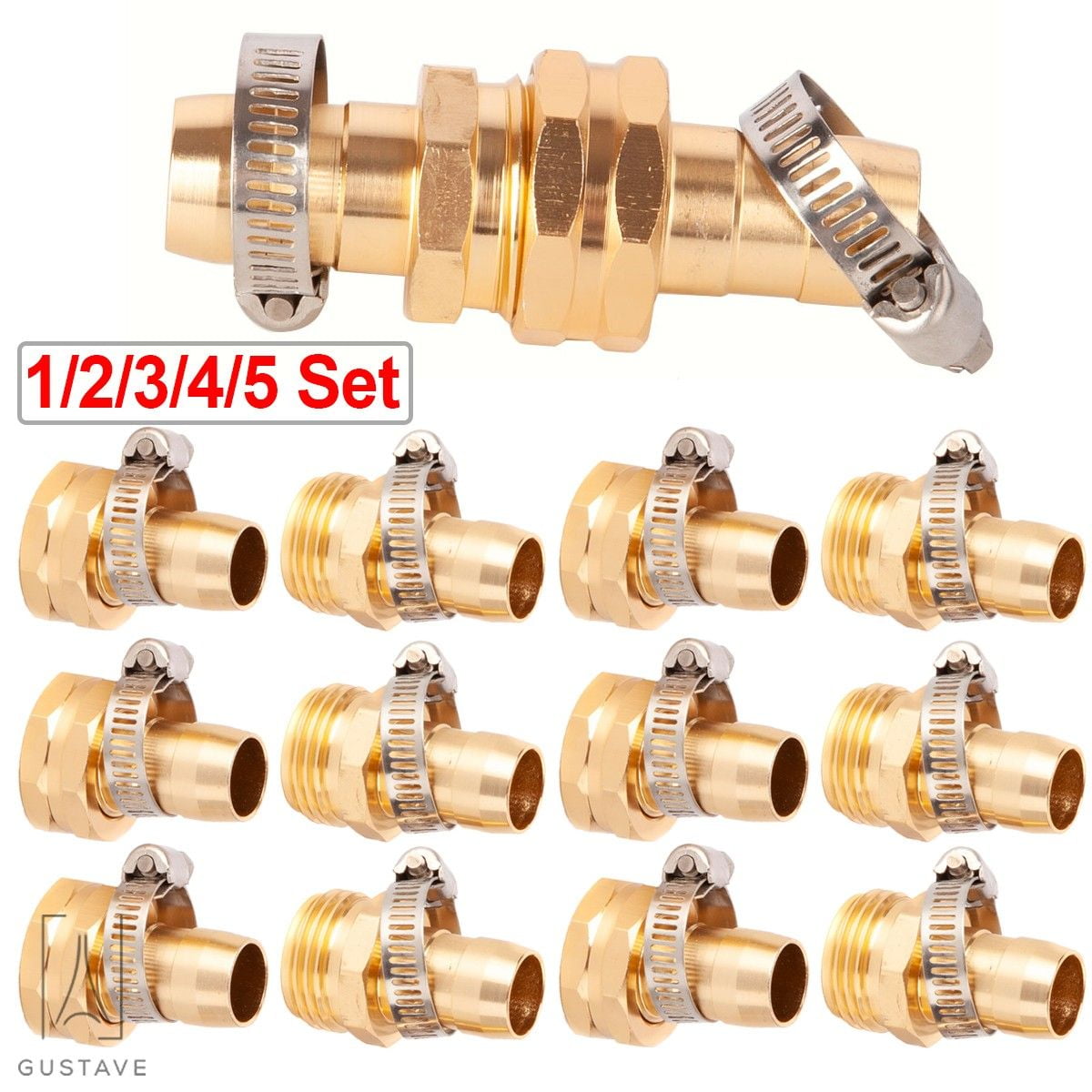 Gustavedesign 5/8" 3/4" Garden Hose Repair Mender Kit Aluminum Hose