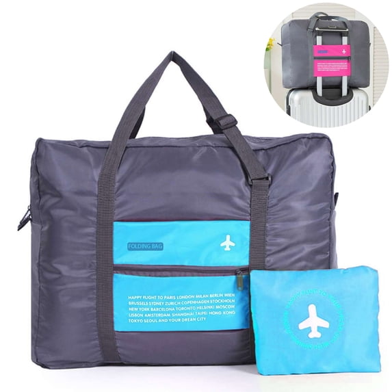 Gustave Foldable Travel Duffel Bag Water-Resistant Lightweight Personal Item Bag Carry on Luggage Weekender Overnight Tote Bags for Men Women "Blue"
