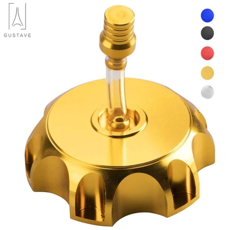 Gustavedesign Motorcycle CNC Aluminum Alloy Fuel Gas Tank Cap Vent Cover with Air Tube Breather Pipe For Honda ATV Motor Bike, Gold
