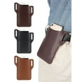 thumbnail image 1 of Gustavedesign Universal Cellphone Pouch Holster Vertical Leather Belt Pouch Hybrid Carrying Case Waist Bag with Belt Loop for iPhone 11 12 Pro X/XR Galaxy S20 S10, Khaki, 1 of 10