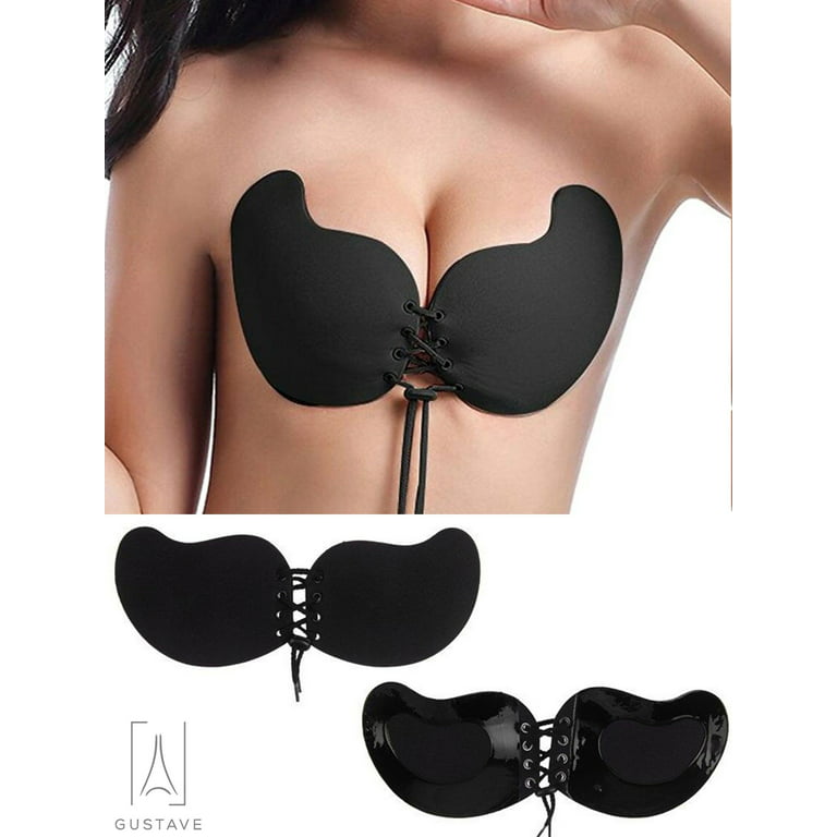 Women's Drawstring Strapless Backless Reusable Invisible Silicone Push-up  Bra 