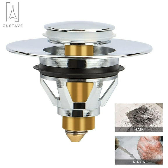 Gustaven Stainless Steel Pop Up Push Type Bounce Core Sink Basin Drain Filter Brass Sink Plug Universal