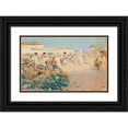 thumbnail image 1 of Gustavo Simoni 14x11 Black Ornate Wood Framed Double Matted Museum Art Print Titled: A Busy Market, North Africa (1892), 1 of 5